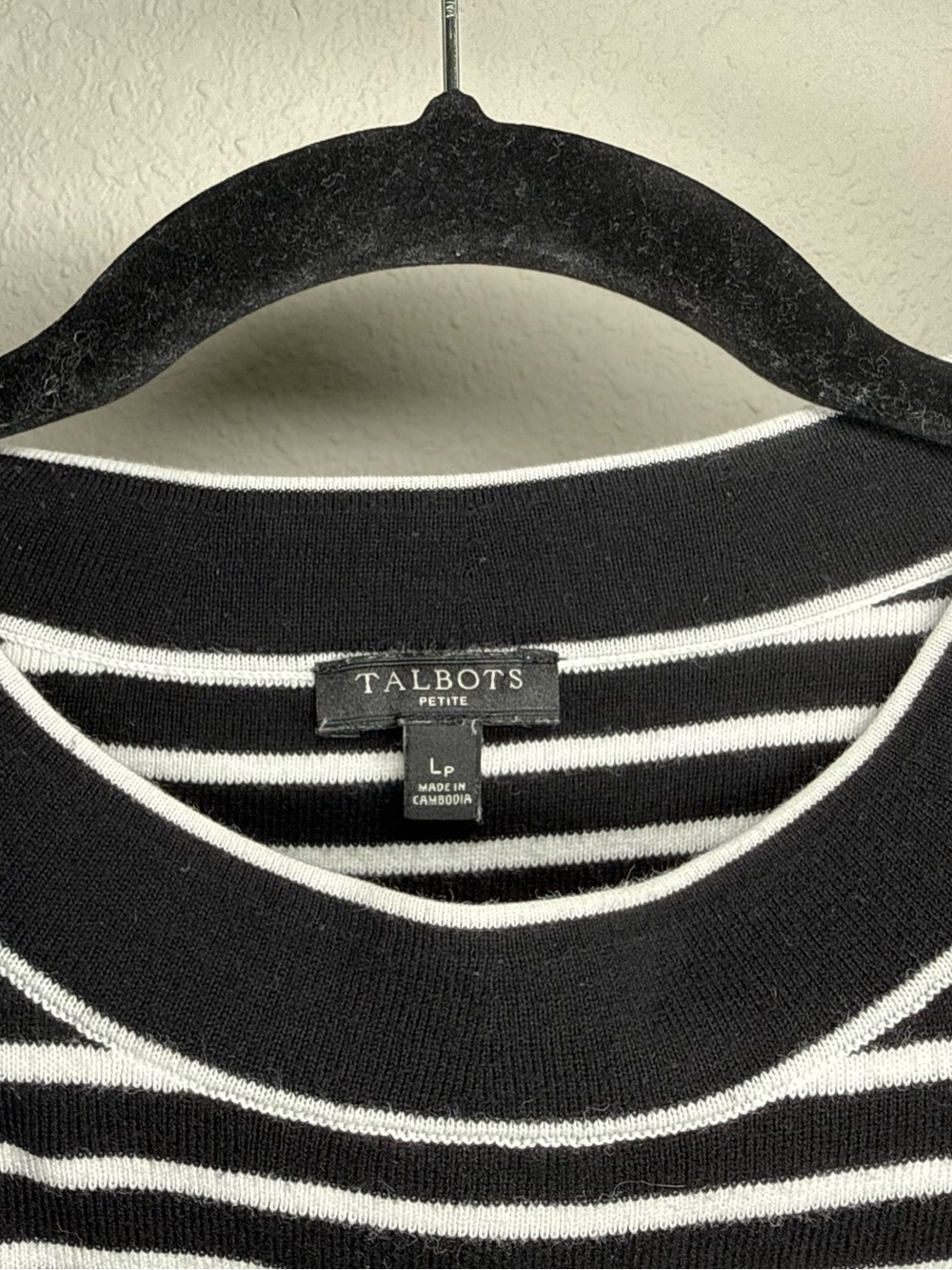 Talbots Black and White Striped Short Sleeve Tee - Picture 5 of 6